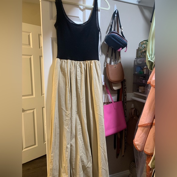 Moon River Black and Tan Midi Dress - Picture 3 of 4